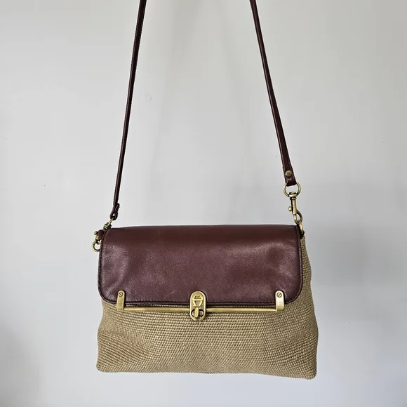 Vintage Etienne Aigner Shoulder Bag Jute & Leather Bag/ Clutch - Picture 13 of 15